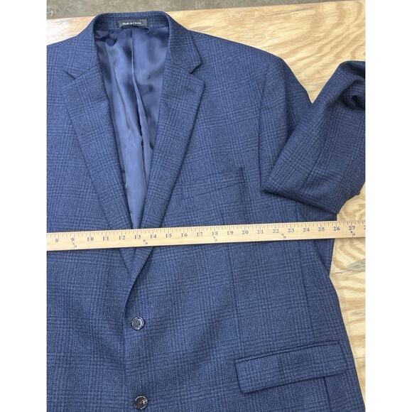 Lauren Ralph Lauren Windowpane Plaid Wool Sport Coat Blazer Men’s 50L Blue - Picture 13 of 16